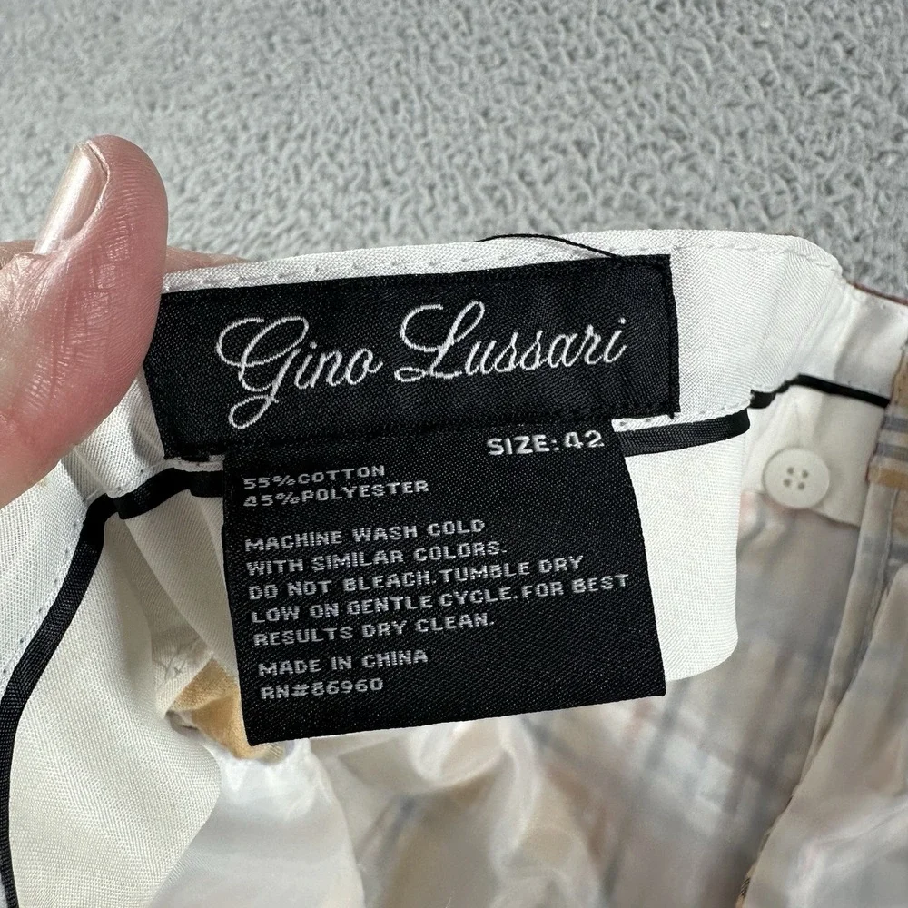 Gino Lussari Seerksucker Shorts‎ Mens 42 Plaid Lightweight Golf Spring Summer